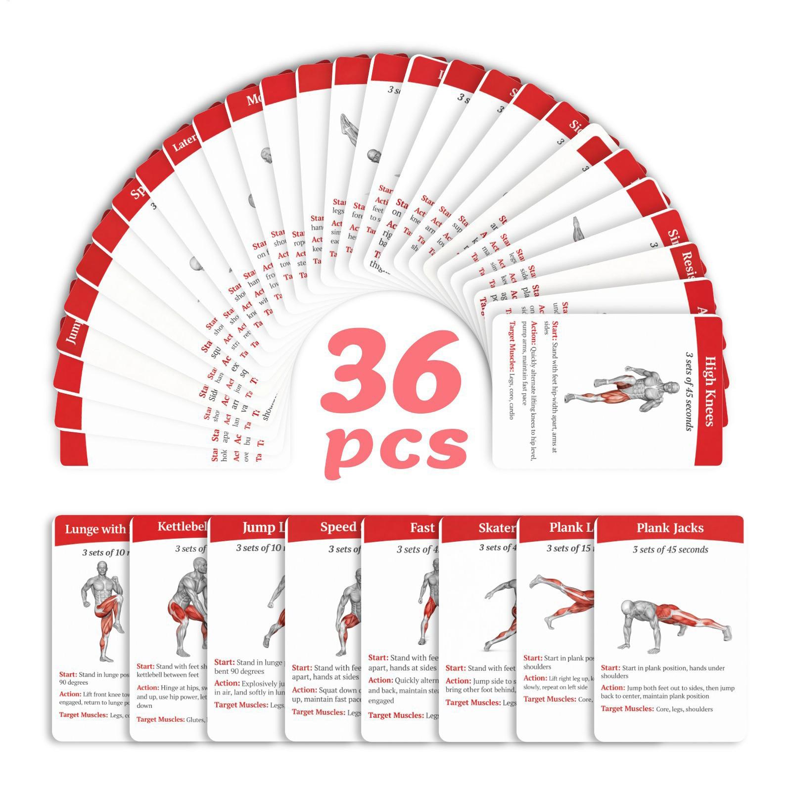 ワークアウトカード エクササイズデッキ 36枚入り ポータブ - Home Gym Equipment Set のレビューと価格